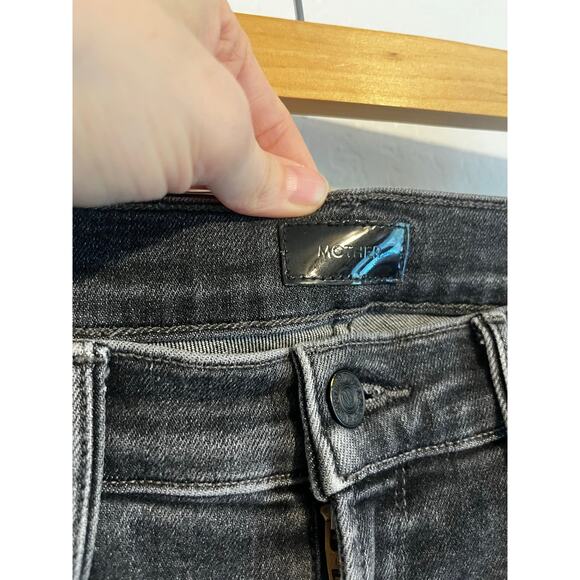 Mother Mid Rise Dazzler Ankle Straight Leg Jeans Night is Watching Black 28 - Picture 4 of 9